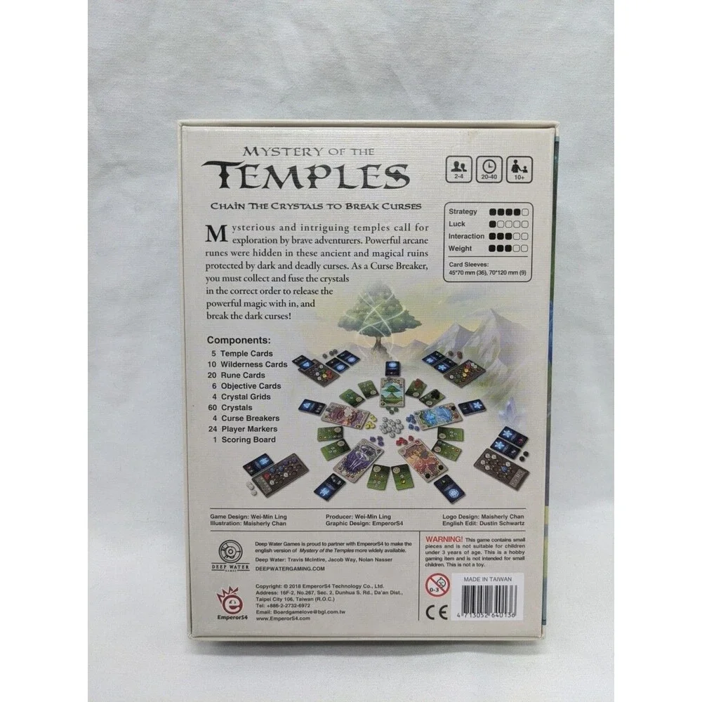 Mystery Of The Temples Deep Water Games Board Game Complete
